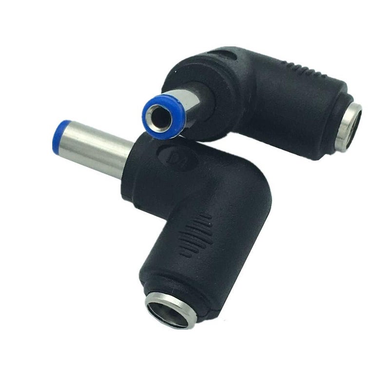 Traovien 2Pcs 5.5mm x 2.1mm Female to Male Plug 90 Degree Angle DC Power Converter Adapter for Universal Laptop Interface Power Cable Connector - Image 1